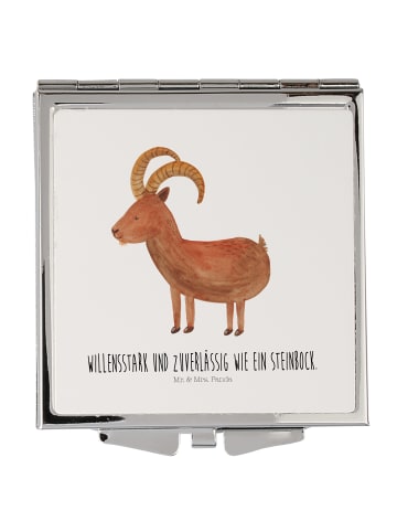 Mr. & Mrs. Panda Kosmetikspiegel Sternzeichen Steinbock mit Spruch in Weiß