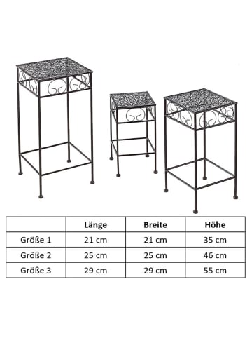 kobolo 3tlg. Set Blumenständer METALFLOR3 in Braun