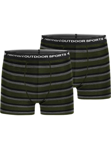 Normani Outdoor Sports 2er Pack Herren Merino Boxershorts in Grün/Schwarz/Grau