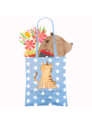 Mr. & Mrs. Panda Uni Tasche Einhorn Katze mit Spruch in Sky Blue