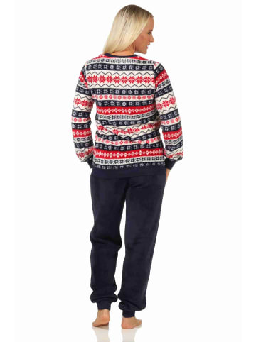 NORMANN Schlafanzug Pyjama langarm Norwegerlook Coralfleece - 58382 in rot