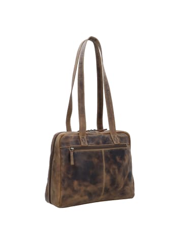 Greenburry Vintage Schultertasche Leder 35 cm in brown