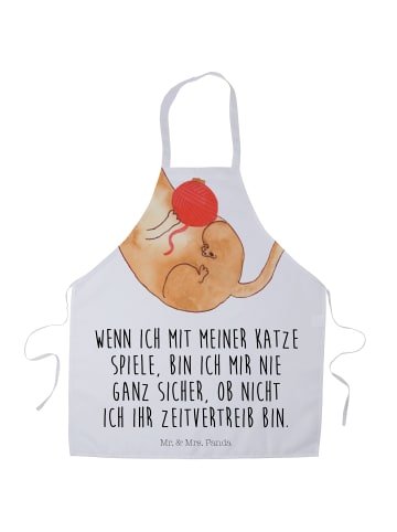 Mr. & Mrs. Panda Schürze Katze Wolle mit Spruch in Weiß