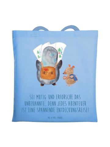 Mr. & Mrs. Panda Stoffbeutel Unbekannte Orte erkunden mit Spruch in Sky Blue