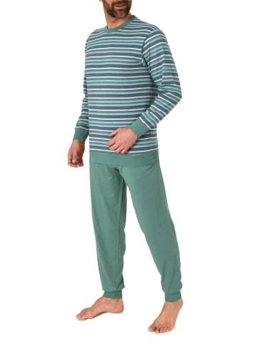 NORMANN Langarm Schlafanzug Pyjama Bündchen Streifen - 86170 in blau