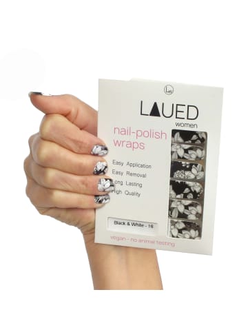 VARGU LAUED vegane Nagelfolien flower mood in Black & White