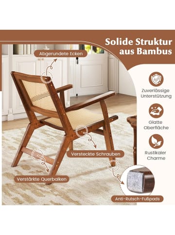 COSTWAY Rattan Akzentstuhl in Braun
