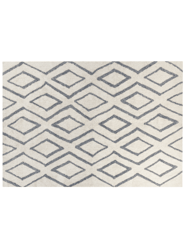 Beliani Shaggy MENDERES in Weiß/Blau - (W) 160 x (H) 4 x (L) 230 cm