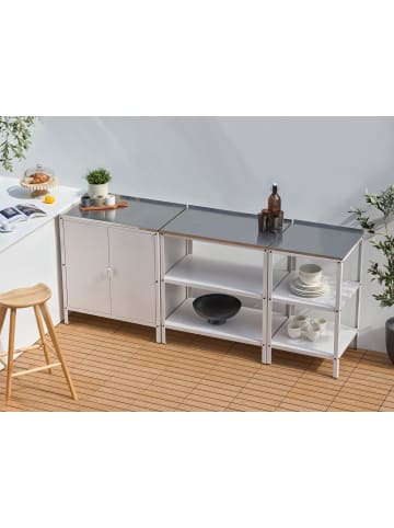 Beliani 3er-Set Gartenküche VILAMA in Weiß/Silber