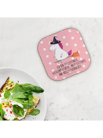 Mr. & Mrs. Panda Untersetzer Design Einhorn Hexe mit Spruch in Rot Pastell