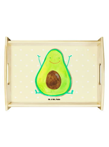 Mr. & Mrs. Panda Servier Tablett Avocado Glücklich ohne Spruch in Gelb Pastell