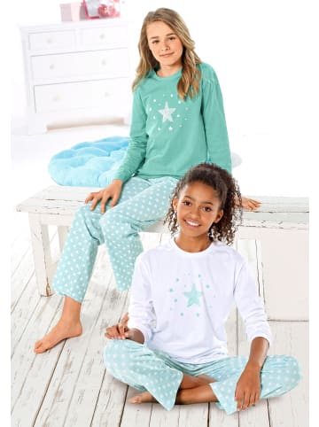 Petite Fleur Kids Pyjama in weiß-mint, mint