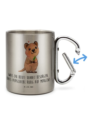 Mr. & Mrs. Panda Kaffeetasse Quokka Happy mit Spruch in Silber