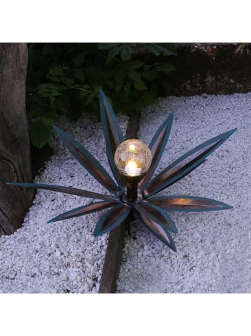 MARELIDA LED Solar Gartenstecker Blume Seerose H: 39cm in blau