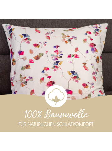 Janine Modern Art Mako Satin Bettwäsche - Ginkgo-Blätter aquarell in bunt