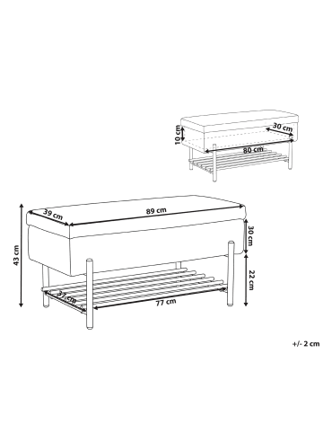 Beliani Bettbank SOLVANG in Braun/Schwarz - (W) 89 x (H) 43 x (L) 39 cm