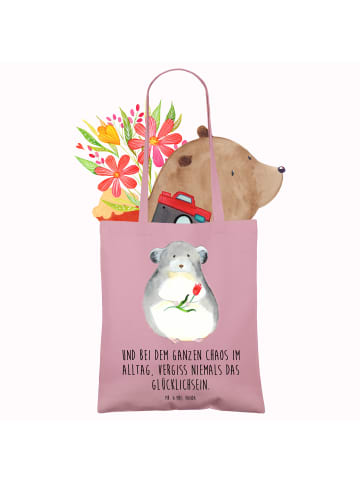 Mr. & Mrs. Panda Tasche Chinchilla Blume mit Spruch in Rosa Pastell