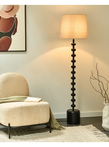 Beliani Stehleuchten KRIOS in Schwarz/Beige - (W) 36 x (H) 159 x (L) 36 cm