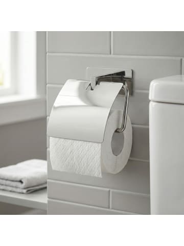 Wenko Toilettenpapierhalter mit Deckel GENOVA in Glänzendes Silber, 14 x 11,4 x 6,2 cm