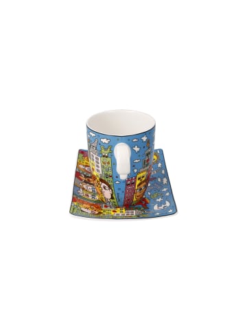 Goebel Künstlertasse mit Untertasse " James Rizzi Summer in the City " in Bunt
