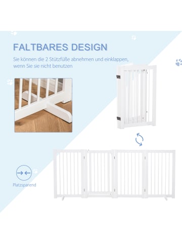 Pawhut Hunde Absperrgitter Weiß 204L x 36B x 75H cm