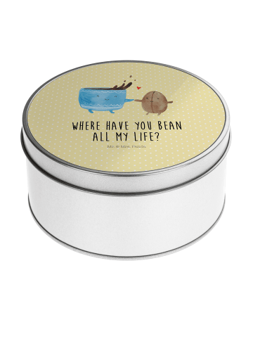 Mr. & Mrs. Panda Kaffeedose Kaffee Bohne mit Spruch in Gelb Pastell