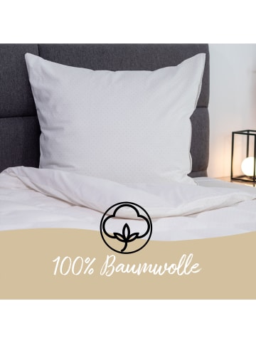 Janine Edel Flanell Bettwäsche Davos - Wendeoptik, mit Punkten und Streifen, weiß in weiß