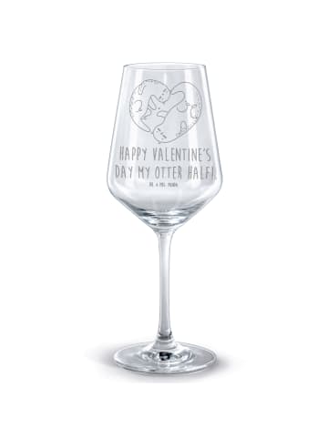 Mr. & Mrs. Panda Glas Rotwein Otter Valentine mit Spruch in Transparent