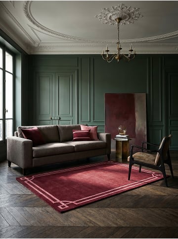 KADIMA DESIGN Teppich Wolle Handgetuftet GLEN Art-Déco Klassische Bordüre Wohnlich in Rot