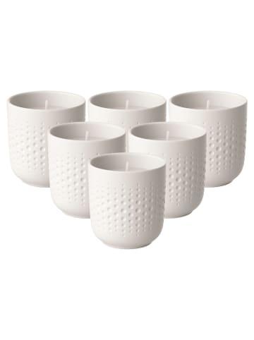 Villeroy & Boch 6er Set Duftkerzen Carré Mystery Manufacture Collier Blanc in in weiß