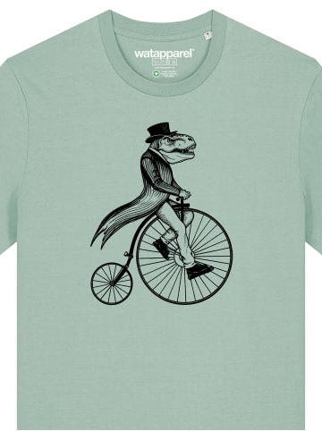 wat? Apparel T-Shirt T-Rex auf Fahrrad in Aloe