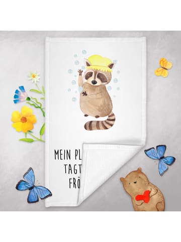 Mr. & Mrs. Panda Handtuch Waschbär mit Spruch in Weiß