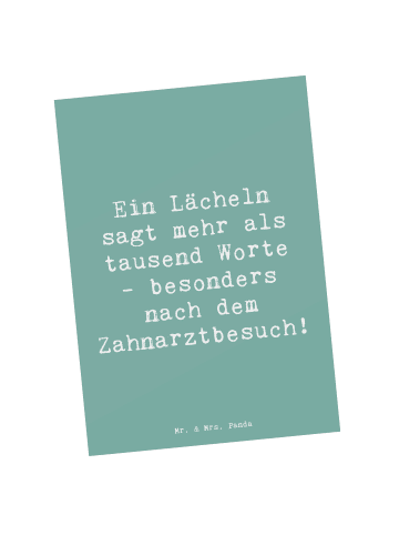 Mr. & Mrs. Panda Ansichtskarte Spruch Zahnärztin Lächeln mit Spruch in Meeresbrise
