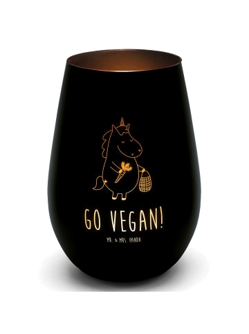 Mr. & Mrs. Panda Gold Windlicht Einhorn Vegan mit Spruch in Schwarz