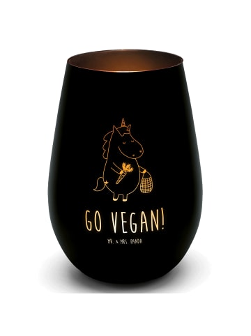 Mr. & Mrs. Panda Windlicht Einhorn Vegan mit Spruch in Schwarz