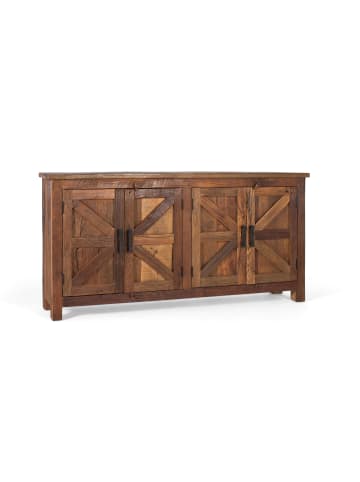 Giner y Colomer Rustikales Sideboard mit vier Türen handgefertigt aus recyceltem Holz in Brown