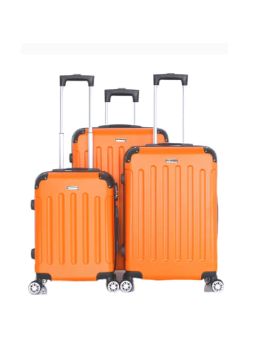 Cheffinger Reisekoffer Koffer 3 tlg Hartschale Trolley Set Kofferset Handgepäck in Orange