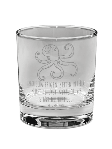 Mr. & Mrs. Panda Whiskey Glas Tintenfisch mit Spruch in Transparent