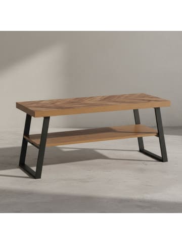 KADIMA DESIGN Couchtisch 100x40x41 cm Sofatisch mit Fischgrät-Muster, Design