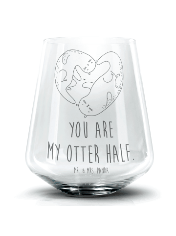 Mr. & Mrs. Panda Blümchentail Glas Otter Herz mit Spruch in Transparent