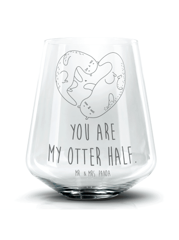 Mr. & Mrs. Panda Cocktail Glas Otter Herz mit Spruch in Transparent