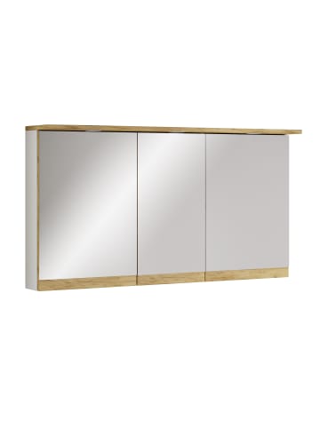 VCM LED Bad Spiegelschrank Steckdose 59x110x23 Cosila in Weiß / Honig-Eiche
