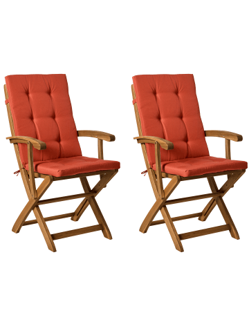 Beliani 2er-Set Gartenstuhl MAUI PREMIUM in Heller Holzfarbton/Rot