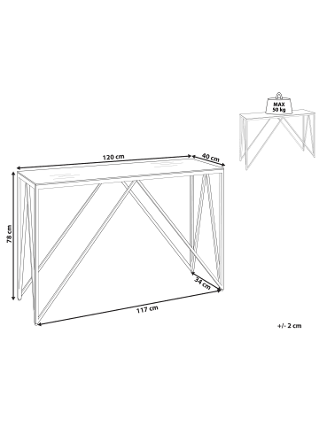 Beliani Konsolentisch WESO in Gold/Transparent - (W) 120 x (H) 78 x (L) 40 cm