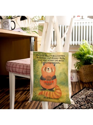 Mr. & Mrs. Panda Tote Bag Roter Panda Design mit Spruch in Weiß