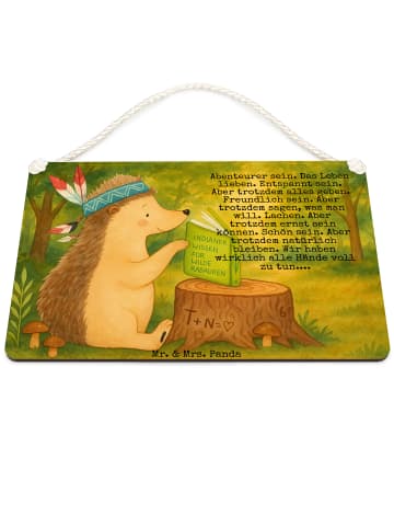 Mr. & Mrs. Panda Schild Igel Federschmuck Design mit Spruch in Weiß