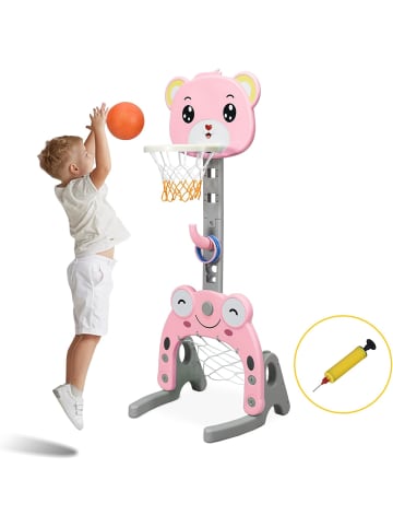 COSTWAY 3 in 1 Basketballständer in Rosa