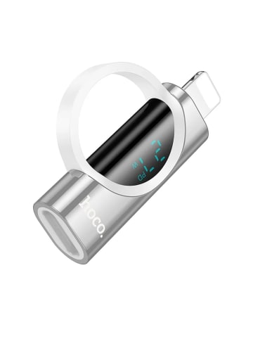 HOCO iPhone-Adapter (männlich) auf Typ C (weiblich) mit Display 2,4A 27W in Silber