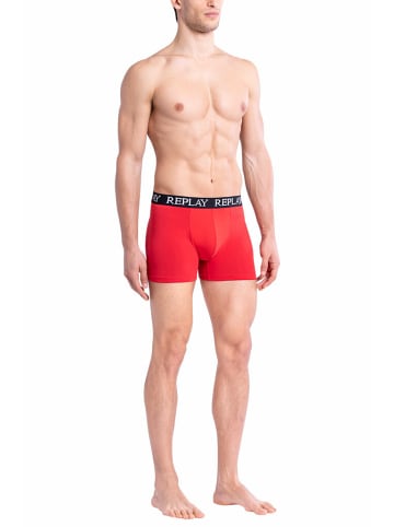 Replay Replay Trunk BOXER Style 01/C Basic Cuff Logo im 2er Pack in Red Black
