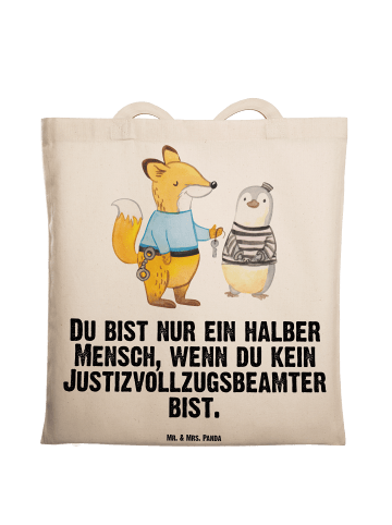 Mr. & Mrs. Panda Tragetasche Justizvollzugsbeamter Herz mit Spruch in Creme